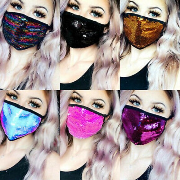 Sequin Protective Face Mask (Two Tone Reversible ) - Picture 2 of 12